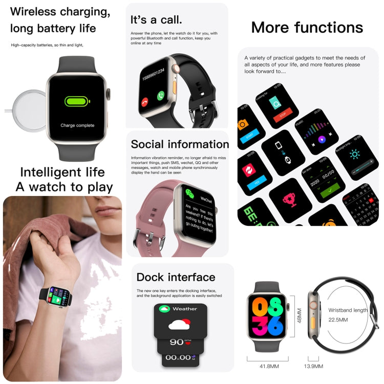 Bracciale intelligente Q9, orologio intelligente impermeabile da 2,01 pollici, chiamata BT/frequenza cardiaca/pressione sanguigna/ossigeno nel sangue