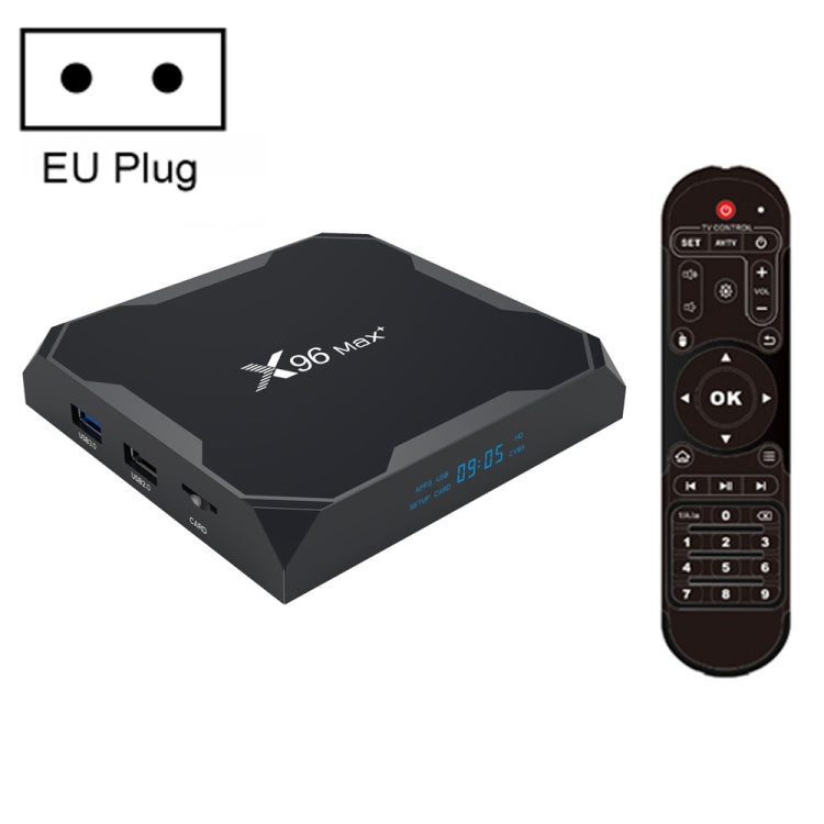 X96 max+ 4K Smart TV Box con telecomando, Android 9.0, Amlogic S905X3 Quad-Core Cortex-A55,2GB+16GB, Supporto LAN, AV, WiFi 2.4G/5G, USBx2, Scheda TF,, EU Plug, US Plug, UK Plug, AU Plug