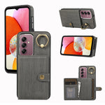 Custodia per telefono con supporto per anello a portafoglio con texture spazzolata, For Samsung Galaxy A24 4G / A25 5G, Samsung Galaxy A14 4G / 5G, For Samsung Galaxy A34 5G, For Samsung Galaxy A54 5G