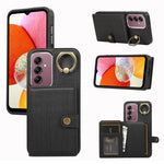 Custodia per telefono con supporto per anello a portafoglio con texture spazzolata, For Samsung Galaxy A24 4G / A25 5G, Samsung Galaxy A14 4G / 5G, For Samsung Galaxy A34 5G, For Samsung Galaxy A54 5G