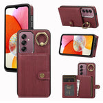 Custodia per telefono con supporto per anello a portafoglio con texture spazzolata, For Samsung Galaxy A24 4G / A25 5G, Samsung Galaxy A14 4G / 5G, For Samsung Galaxy A34 5G, For Samsung Galaxy A54 5G