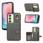 Custodia per telefono con supporto per anello a portafoglio con texture spazzolata, For Samsung Galaxy A24 4G / A25 5G, Samsung Galaxy A14 4G / 5G, For Samsung Galaxy A34 5G, For Samsung Galaxy A54 5G