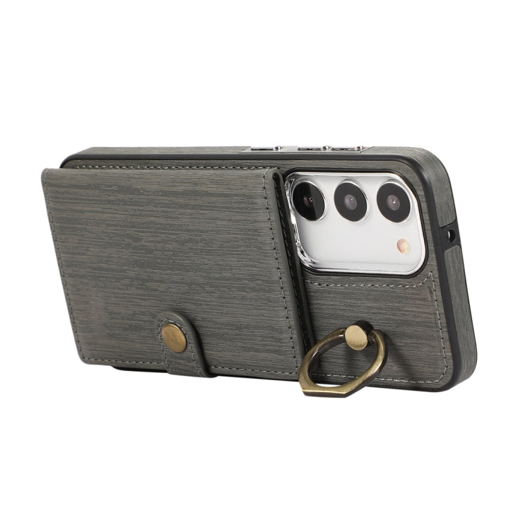 Custodia per telefono con supporto per anello a portafoglio con texture spazzolata, For Samsung Galaxy A24 4G / A25 5G, Samsung Galaxy A14 4G / 5G, For Samsung Galaxy A34 5G, For Samsung Galaxy A54 5G