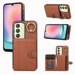 Custodia per telefono con supporto per anello a portafoglio con texture spazzolata, For Samsung Galaxy A24 4G / A25 5G, Samsung Galaxy A14 4G / 5G, For Samsung Galaxy A34 5G, For Samsung Galaxy A54 5G