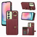 Custodia per telefono con supporto per anello a portafoglio con texture spazzolata, For Samsung Galaxy A24 4G / A25 5G, Samsung Galaxy A14 4G / 5G, For Samsung Galaxy A34 5G, For Samsung Galaxy A54 5G