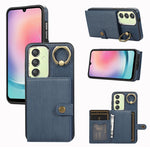 Custodia per telefono con supporto per anello a portafoglio con texture spazzolata, For Samsung Galaxy A24 4G / A25 5G, Samsung Galaxy A14 4G / 5G, For Samsung Galaxy A34 5G, For Samsung Galaxy A54 5G