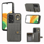 Custodia per telefono con supporto per anello a portafoglio con texture spazzolata, For Samsung Galaxy Galaxy S23 Ultra 5G, For Samsung Galaxy Galaxy S23 5G, For Samsung Galaxy A53 5G, For Samsung Galaxy A33 5G