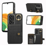 Custodia per telefono con supporto per anello a portafoglio con texture spazzolata, For Samsung Galaxy Galaxy S23 Ultra 5G, For Samsung Galaxy Galaxy S23 5G, For Samsung Galaxy A53 5G, For Samsung Galaxy A33 5G
