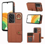 Custodia per telefono con supporto per anello a portafoglio con texture spazzolata, For Samsung Galaxy Galaxy S23 Ultra 5G, For Samsung Galaxy Galaxy S23 5G, For Samsung Galaxy A53 5G, For Samsung Galaxy A33 5G
