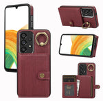 Custodia per telefono con supporto per anello a portafoglio con texture spazzolata, For Samsung Galaxy Galaxy S23 Ultra 5G, For Samsung Galaxy Galaxy S23 5G, For Samsung Galaxy A53 5G, For Samsung Galaxy A33 5G