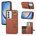 Custodia per telefono con supporto per anello a portafoglio con texture spazzolata, For Samsung Galaxy A24 4G / A25 5G, Samsung Galaxy A14 4G / 5G, For Samsung Galaxy A34 5G, For Samsung Galaxy A54 5G