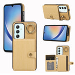 Custodia per telefono con supporto per anello a portafoglio con texture spazzolata, For Samsung Galaxy A24 4G / A25 5G, Samsung Galaxy A14 4G / 5G, For Samsung Galaxy A34 5G, For Samsung Galaxy A54 5G