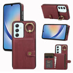Custodia per telefono con supporto per anello a portafoglio con texture spazzolata, For Samsung Galaxy A24 4G / A25 5G, Samsung Galaxy A14 4G / 5G, For Samsung Galaxy A34 5G, For Samsung Galaxy A54 5G