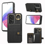 Custodia per telefono con supporto per anello a portafoglio con texture spazzolata, For Samsung Galaxy Galaxy S23 Ultra 5G, For Samsung Galaxy Galaxy S23 5G, For Samsung Galaxy A53 5G, For Samsung Galaxy A33 5G