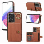 Custodia per telefono con supporto per anello a portafoglio con texture spazzolata, For Samsung Galaxy Galaxy S23 Ultra 5G, For Samsung Galaxy Galaxy S23 5G, For Samsung Galaxy A53 5G, For Samsung Galaxy A33 5G