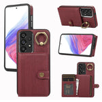 Custodia per telefono con supporto per anello a portafoglio con texture spazzolata, For Samsung Galaxy Galaxy S23 Ultra 5G, For Samsung Galaxy Galaxy S23 5G, For Samsung Galaxy A53 5G, For Samsung Galaxy A33 5G