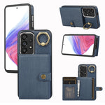 Custodia per telefono con supporto per anello a portafoglio con texture spazzolata, For Samsung Galaxy Galaxy S23 Ultra 5G, For Samsung Galaxy Galaxy S23 5G, For Samsung Galaxy A53 5G, For Samsung Galaxy A33 5G