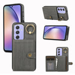 Custodia per telefono con supporto per anello a portafoglio con texture spazzolata, For Samsung Galaxy A24 4G / A25 5G, Samsung Galaxy A14 4G / 5G, For Samsung Galaxy A34 5G, For Samsung Galaxy A54 5G
