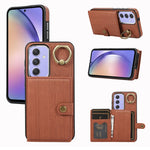 Custodia per telefono con supporto per anello a portafoglio con texture spazzolata, For Samsung Galaxy A24 4G / A25 5G, Samsung Galaxy A14 4G / 5G, For Samsung Galaxy A34 5G, For Samsung Galaxy A54 5G