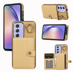 Custodia per telefono con supporto per anello a portafoglio con texture spazzolata, For Samsung Galaxy A24 4G / A25 5G, Samsung Galaxy A14 4G / 5G, For Samsung Galaxy A34 5G, For Samsung Galaxy A54 5G