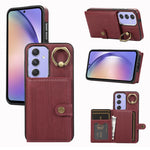 Custodia per telefono con supporto per anello a portafoglio con texture spazzolata, For Samsung Galaxy A24 4G / A25 5G, Samsung Galaxy A14 4G / 5G, For Samsung Galaxy A34 5G, For Samsung Galaxy A54 5G