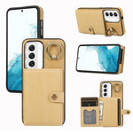 Custodia per telefono con supporto per anello a portafoglio con texture spazzolata, For Samsung Galaxy Galaxy S22 Ultra 5G, For Samsung Galaxy Galaxy S22+ 5G, For Samsung Galaxy Galaxy S22 5G