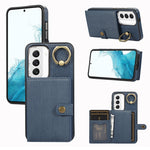 Custodia per telefono con supporto per anello a portafoglio con texture spazzolata, For Samsung Galaxy Galaxy S22 Ultra 5G, For Samsung Galaxy Galaxy S22+ 5G, For Samsung Galaxy Galaxy S22 5G