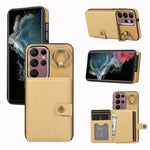 Custodia per telefono con supporto per anello a portafoglio con texture spazzolata, For Samsung Galaxy Galaxy S22 Ultra 5G, For Samsung Galaxy Galaxy S22+ 5G, For Samsung Galaxy Galaxy S22 5G