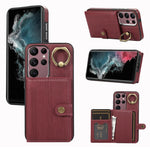Custodia per telefono con supporto per anello a portafoglio con texture spazzolata, For Samsung Galaxy Galaxy S22 Ultra 5G, For Samsung Galaxy Galaxy S22+ 5G, For Samsung Galaxy Galaxy S22 5G