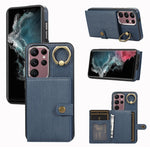 Custodia per telefono con supporto per anello a portafoglio con texture spazzolata, For Samsung Galaxy Galaxy S22 Ultra 5G, For Samsung Galaxy Galaxy S22+ 5G, For Samsung Galaxy Galaxy S22 5G