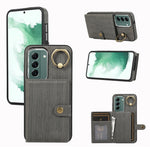 Custodia per telefono con supporto per anello a portafoglio con texture spazzolata, For Samsung Galaxy Galaxy S22 Ultra 5G, For Samsung Galaxy Galaxy S22+ 5G, For Samsung Galaxy Galaxy S22 5G