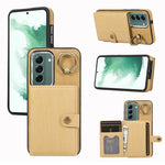 Custodia per telefono con supporto per anello a portafoglio con texture spazzolata, For Samsung Galaxy Galaxy S22 Ultra 5G, For Samsung Galaxy Galaxy S22+ 5G, For Samsung Galaxy Galaxy S22 5G