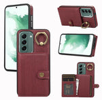 Custodia per telefono con supporto per anello a portafoglio con texture spazzolata, For Samsung Galaxy Galaxy S22 Ultra 5G, For Samsung Galaxy Galaxy S22+ 5G, For Samsung Galaxy Galaxy S22 5G