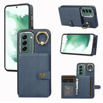 Custodia per telefono con supporto per anello a portafoglio con texture spazzolata, For Samsung Galaxy Galaxy S22 Ultra 5G, For Samsung Galaxy Galaxy S22+ 5G, For Samsung Galaxy Galaxy S22 5G