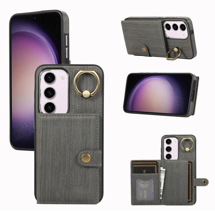 Custodia per telefono con supporto per anello a portafoglio con texture spazzolata, For Samsung Galaxy Galaxy S23 Ultra 5G, For Samsung Galaxy Galaxy S23 5G, For Samsung Galaxy A53 5G, For Samsung Galaxy A33 5G