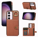 Custodia per telefono con supporto per anello a portafoglio con texture spazzolata, For Samsung Galaxy Galaxy S23 Ultra 5G, For Samsung Galaxy Galaxy S23 5G, For Samsung Galaxy A53 5G, For Samsung Galaxy A33 5G
