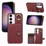 Custodia per telefono con supporto per anello a portafoglio con texture spazzolata, For Samsung Galaxy Galaxy S23 Ultra 5G, For Samsung Galaxy Galaxy S23 5G, For Samsung Galaxy A53 5G, For Samsung Galaxy A33 5G