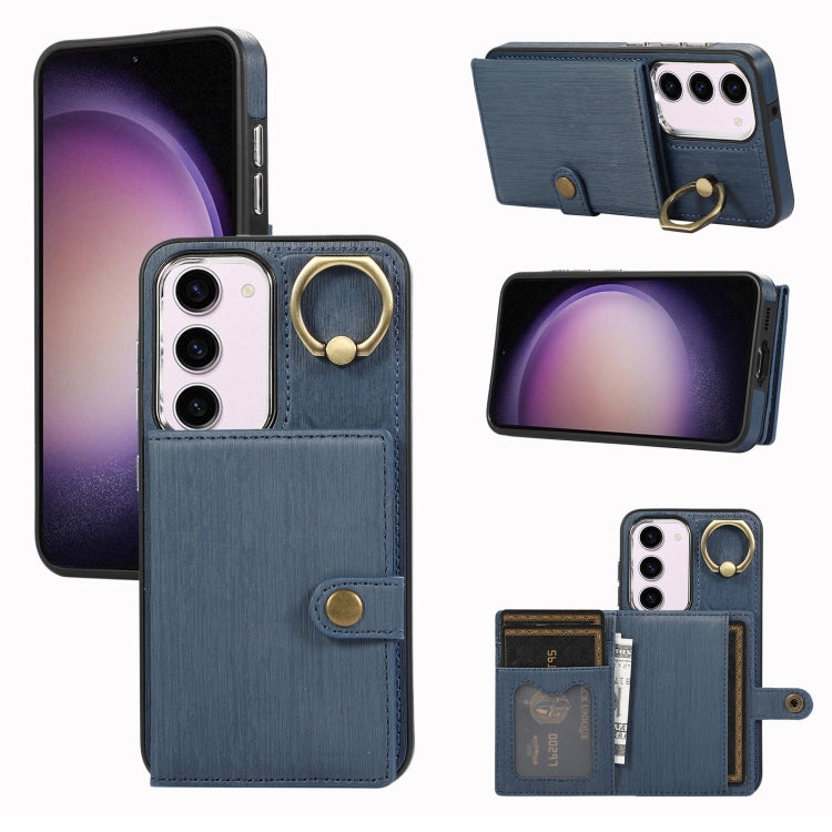 Custodia per telefono con supporto per anello a portafoglio con texture spazzolata, For Samsung Galaxy Galaxy S23 Ultra 5G, For Samsung Galaxy Galaxy S23 5G, For Samsung Galaxy A53 5G, For Samsung Galaxy A33 5G