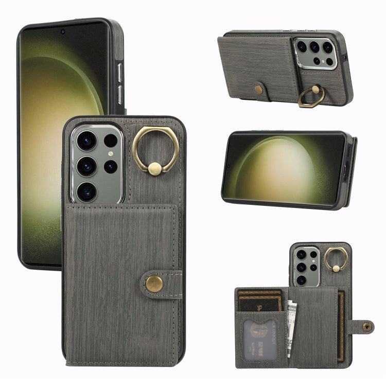 Custodia per telefono con supporto per anello a portafoglio con texture spazzolata, For Samsung Galaxy Galaxy S23 Ultra 5G, For Samsung Galaxy Galaxy S23 5G, For Samsung Galaxy A53 5G, For Samsung Galaxy A33 5G