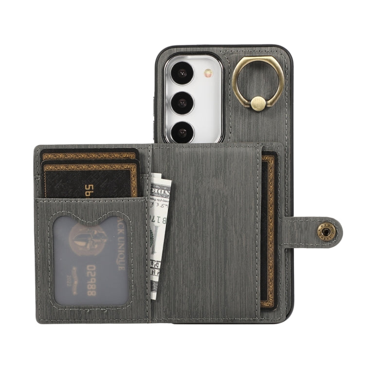 Custodia per telefono con supporto per anello a portafoglio con texture spazzolata, For Samsung Galaxy Galaxy S23 Ultra 5G, For Samsung Galaxy Galaxy S23 5G, For Samsung Galaxy A53 5G, For Samsung Galaxy A33 5G