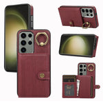 Custodia per telefono con supporto per anello a portafoglio con texture spazzolata, For Samsung Galaxy Galaxy S23 Ultra 5G, For Samsung Galaxy Galaxy S23 5G, For Samsung Galaxy A53 5G, For Samsung Galaxy A33 5G