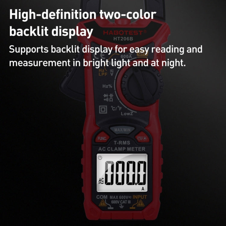 HABOTEST HT206B Multimetro digitale a pinza ad alta precisione con range automatico, HT206B