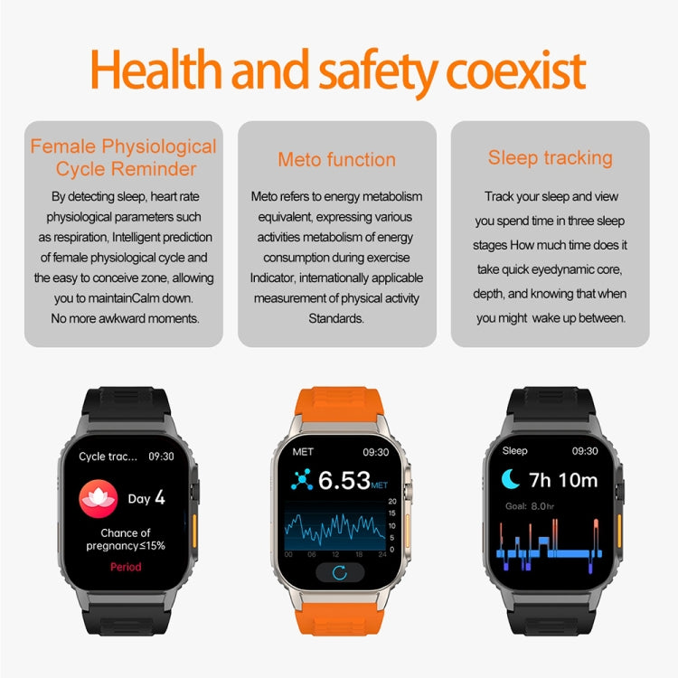 Bracciale intelligente G41, orologio intelligente impermeabile IP67 da 2,01 pollici, chiamata Bluetooth / frequenza cardiaca / glicemia non invasiva / HRV / MET