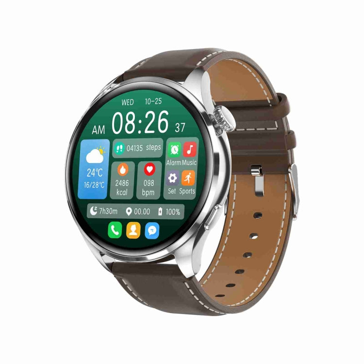 Bracciale intelligente TM05 Pro, cinturino in pelle da 1,46 pollici Orologio intelligente impermeabile IP67, chiamata Bluetooth/frequenza cardiaca/pressione sanguigna/ossigeno nel sangue, Leather Band