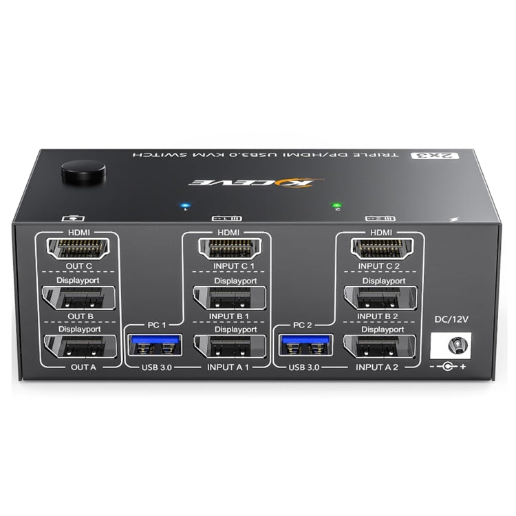 KC-KVM203DH Switch KVM per monitor tripli USB 3.0 DP+DP+HDMI 8K 30Hz, KC-KVM203DH