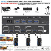 KC-KVM302AS Switch KVM a doppio monitor USB 3.0/HDMI 4K 60 Hz, EU Plug