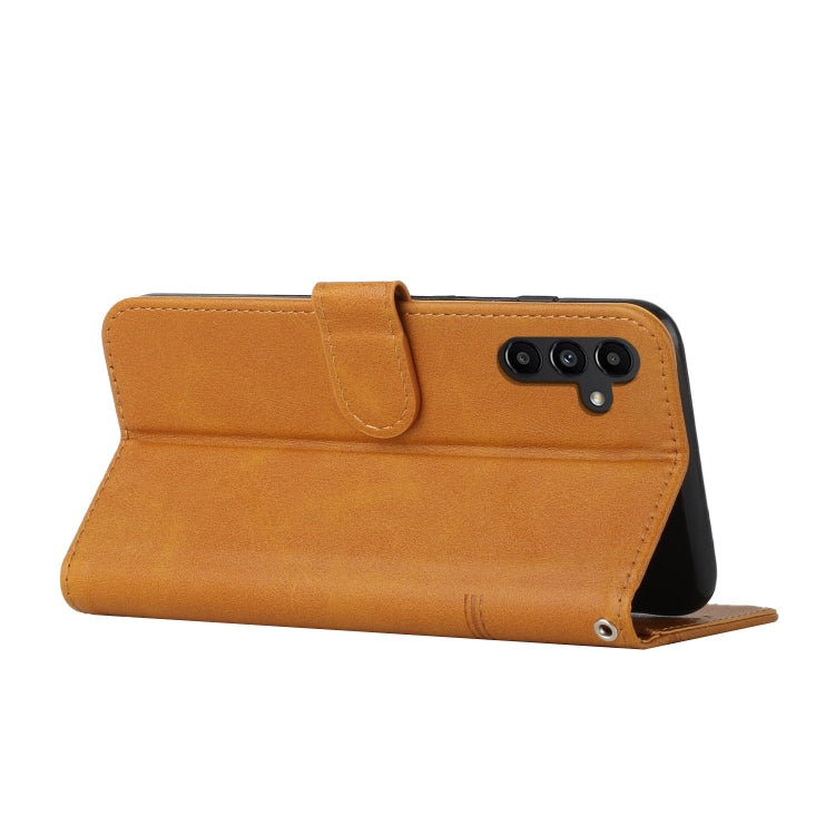 Custodia per telefono in pelle con fibbia in pelle di vitello con cuciture, For Samsung Galaxy A05s