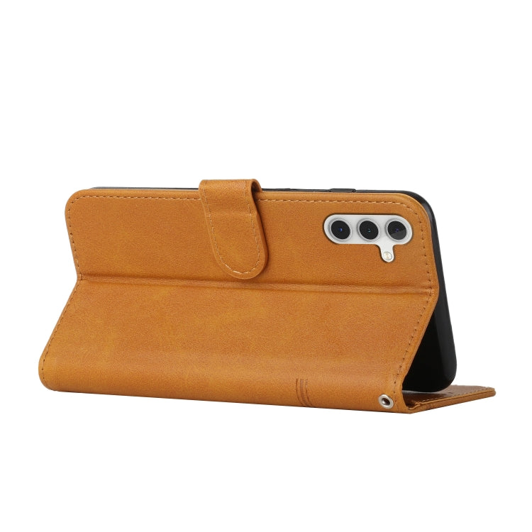 Custodia per telefono in pelle con fibbia in pelle di vitello con cuciture, For Samsung Galaxy S24+, For Samsung Galaxy S24, For Samsung Galaxy A15, For Samsung Galaxy A05