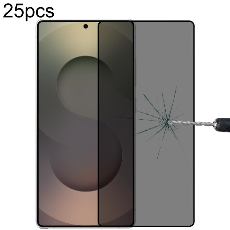 Pellicola in vetro temperato anti-peeping a copertura totale da 25 pezzi, supporta lo sblocco delle impronte digitali, For Samsung Galaxy S26+ 5G, For Samsung Galaxy S26 Edge 5G, For Samsung Galaxy S26 Ultra 5G, For Samsung Galaxy S26 5G               ...
