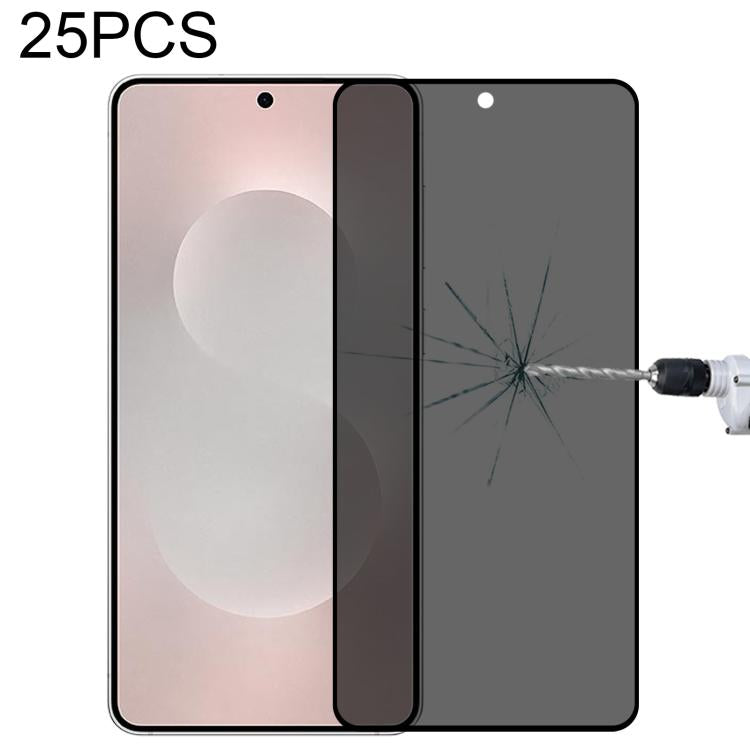 Pellicola in vetro temperato anti-peeping a copertura totale da 25 pezzi, supporta lo sblocco delle impronte digitali, For Samsung Galaxy S26+ 5G, For Samsung Galaxy S26 Edge 5G, For Samsung Galaxy S26 Ultra 5G, For Samsung Galaxy S26 5G               ...